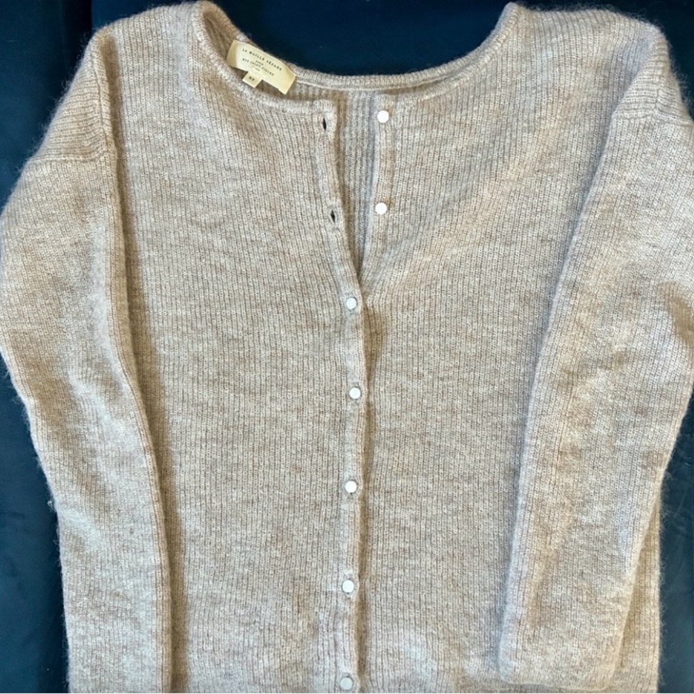 Sezane Beige Knit Button-Front Cardigan